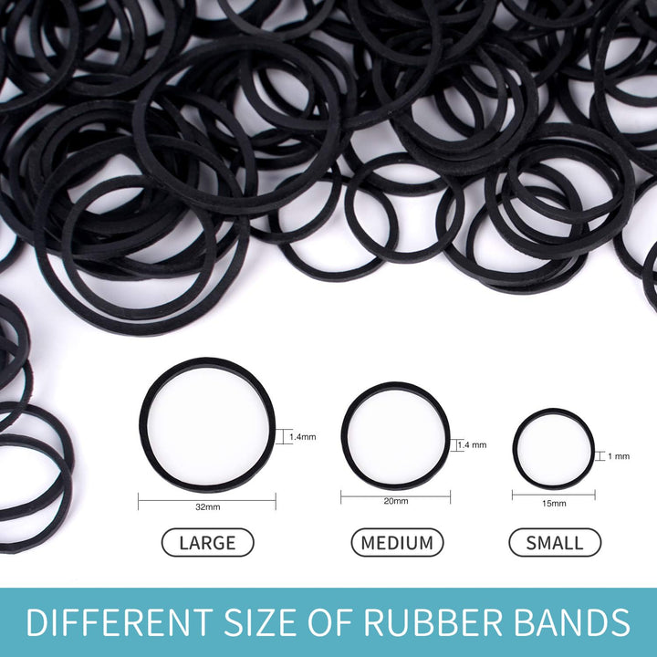 3/4” Inches Black Hair Rubber Bands for Hair Ties Small Elastics Bands Large Hair Braiding Ponytail Holders for Baby Toddler Girls Kids Thick Hair Mini Bands No Damage 600pcs (M) Latex-Free