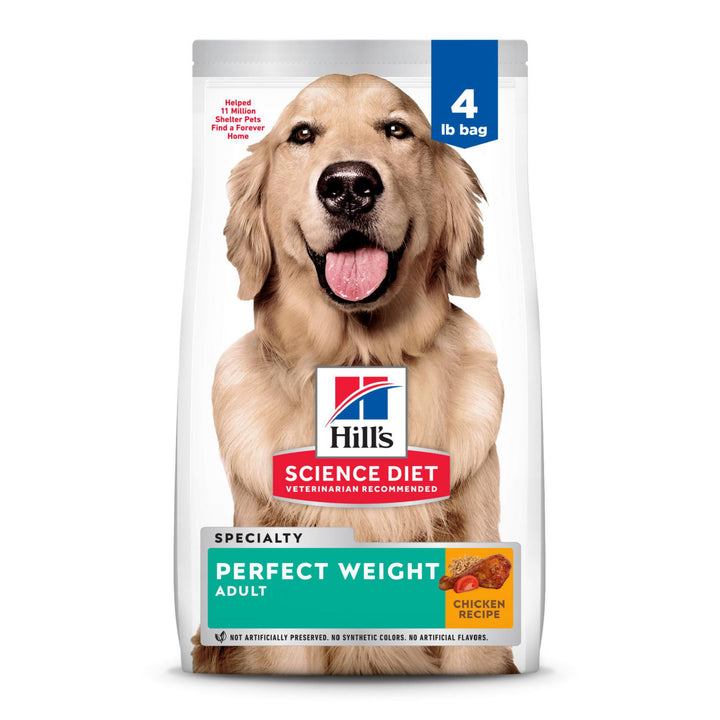 Hill&#39;s Science Diet Perfect Weight, Adult 1-6, Weight Management Support, Dry Dog Food, Chicken Recipe, 4 lb Bag