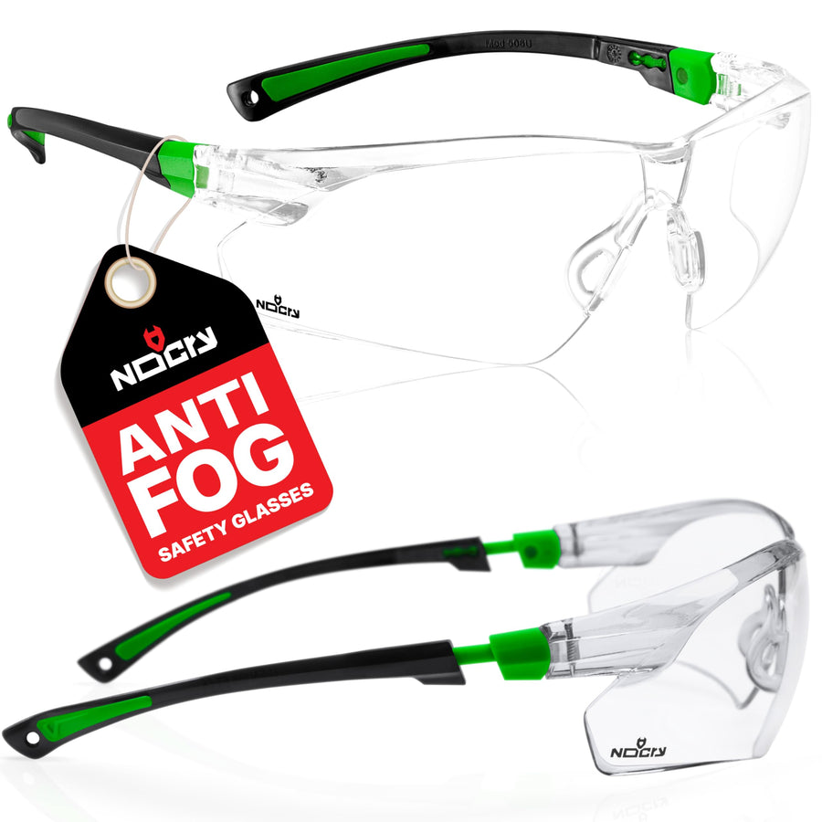 Clear Safety Glasses for Men and Women with Anti-Fog and Scratch Resistant Wrap Around Lenses, Adjustable Temples and Nose Pads — Certified ANSI Z87 Safety Glasses — 100% UV Protective Eyewear