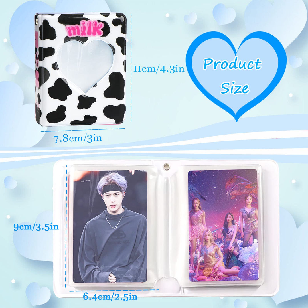 Mini Photo Album 3 Inch Love Heart Hollow Kpop photocard Binder Name Card Book Photo Album Instax Scrapbook Album Collect Book Card Photocard ID Holder 40 Pockets (Black)