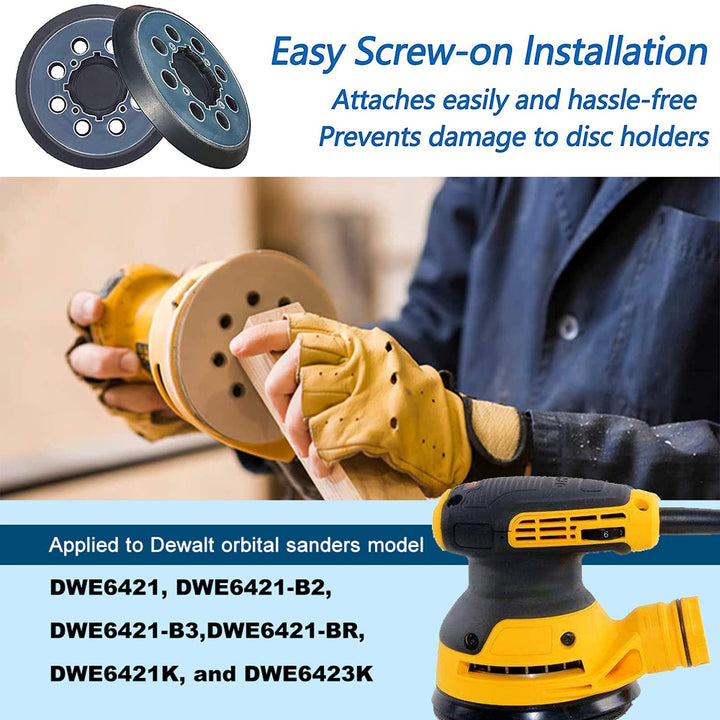 2 Packs Sander Pad for Dewalt DWE64233 &amp; N329079 5 8 Hole Hook and Loop Replacement Orbital Sander Pad Compatible with DWE6421 6421K DWE6423 6423K DCW210B (4 Screw Holes Sanding Part)