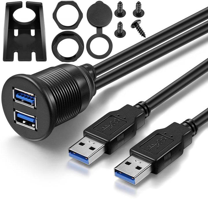 ICESPRING 2 Ports USB 3.0 Extension Cable, Flush Mount 