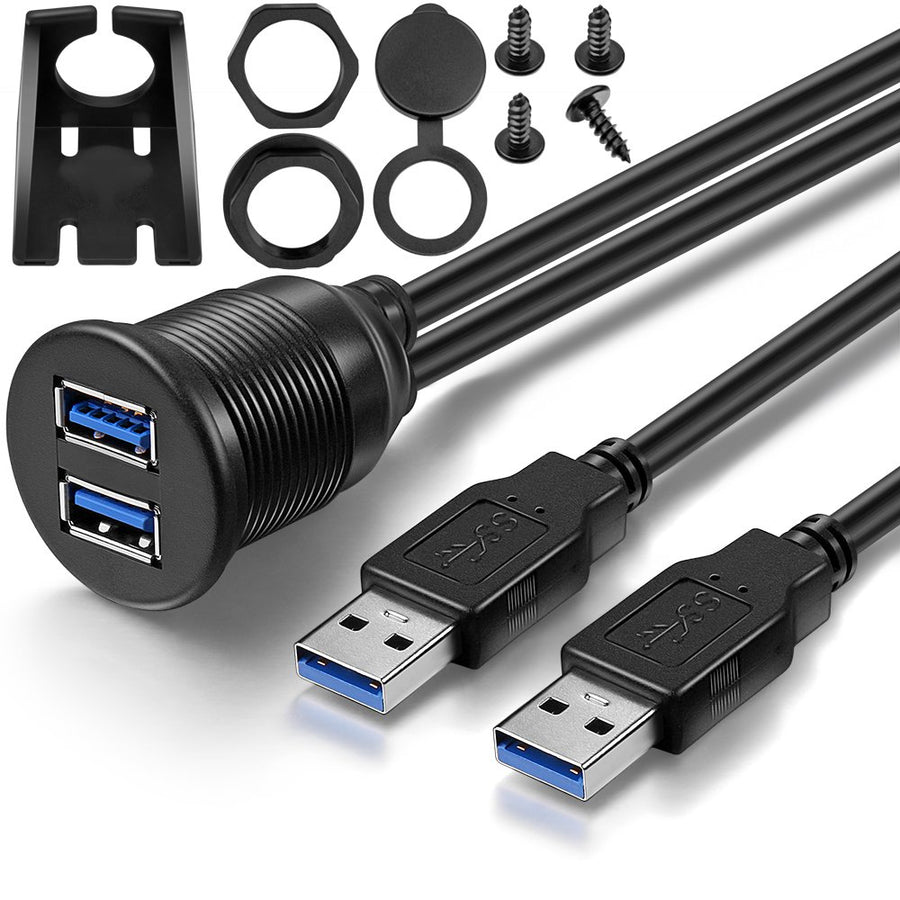ICESPRING 2 Ports USB 3.0 Extension Cable, Flush Mount 