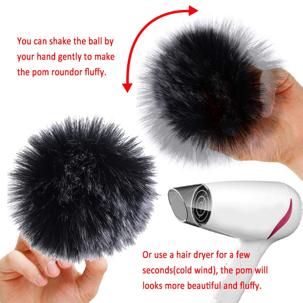 SIQUK 46 Pieces Faux Fur Pom Pom Balls DIY Faux Fox Fur