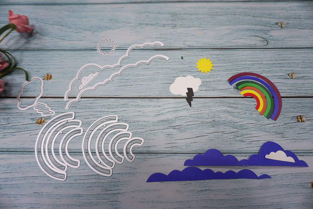 Cutting Dies Metal, Metallic Cutting Dies, Rainbow Metal Embossing Stencils for DIY Scrapbooking Photo Album Decorative DIY Paper Cards Making Gift