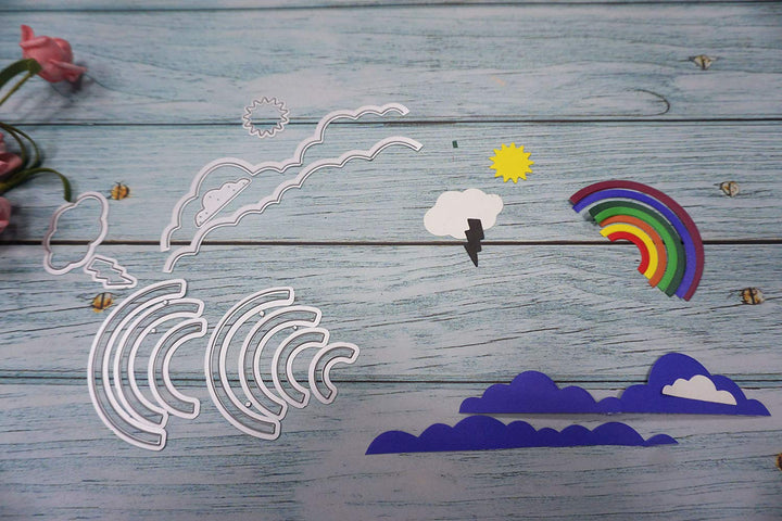 Cutting Dies Metal, Metallic Cutting Dies, Rainbow Metal Embossing Stencils for DIY Scrapbooking Photo Album Decorative DIY Paper Cards Making Gift