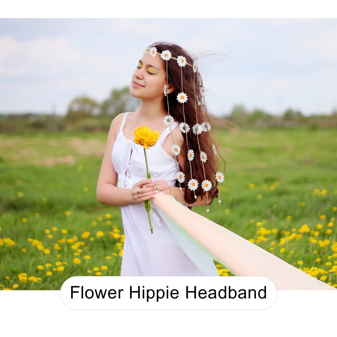 AWAYTR Sunflower Headband Women Hippie Headwear Bohomia
