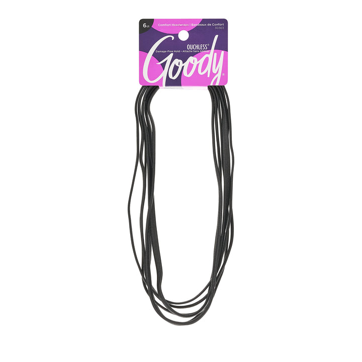 Goody Women&#39;s Ouchless Thin Hair Flat Narrow Headwrap, Black, 6 Count