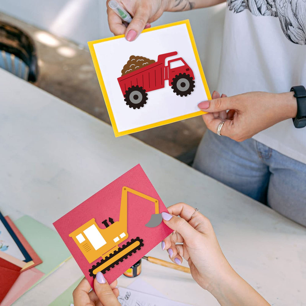 Car Truck Cut Die Crane and Tanker Embossing Template Cones and Wheel Die Cut Construction Vehicle Cut Die for Child Boy for Card Scrapbooking Card DIY Craft