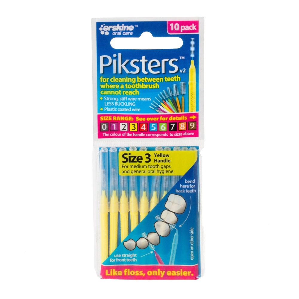 PIKSTERS Interdental Brush - 0.6mm Yellow - Pack of 10
