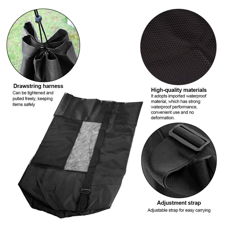 HQDeal Extra Large Waterproof Mesh Ball Bag Heavy Duty Football Shoulder Bag Drastring Bag for Basketball Volleyball Soccer Rugby Net Ball Carrying Storage Sack Holds 15 Balls