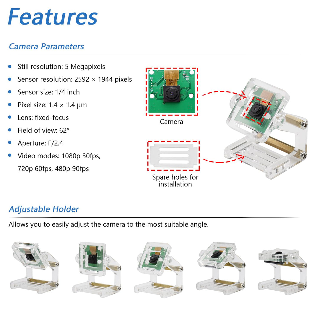FREENOVE 5MP Camera for Raspberry Pi 5 / 4B / 3B+ / 3B 