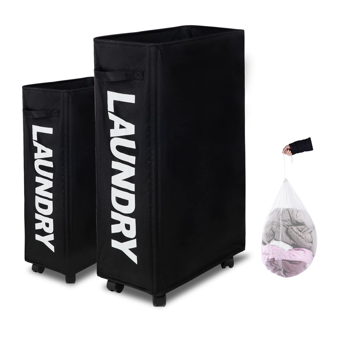 Caroeas Laundry Basket Slim Plus 27.5”,Black Laundry Ba