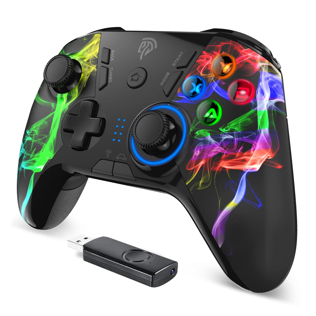 Wireless Game Joystick Controller, 2.4G Wireless Gamepad Joystick PC, Dual Vibration, 14 Hours of Playing for PC/PS3/TV Box/Nintendo Switch (Black)