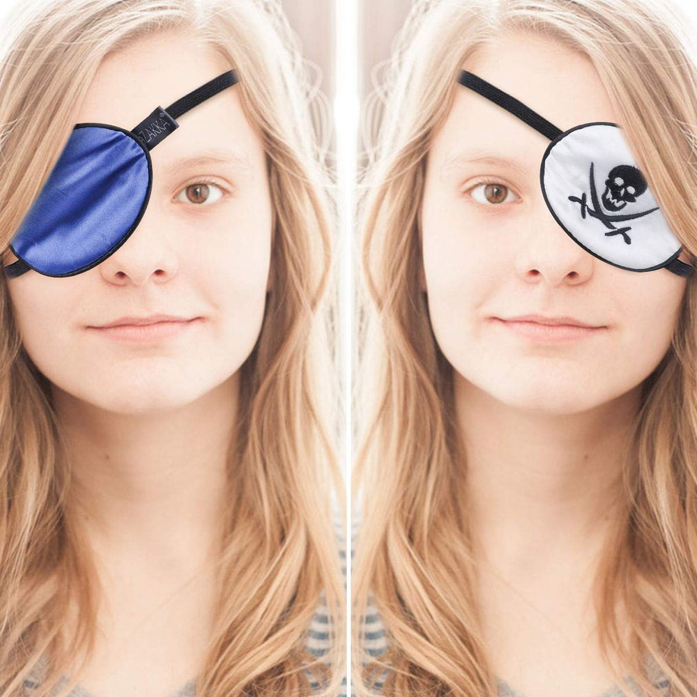 eZAKKA 2 Pieces Silk Eye Patch Elastic Eye Patches Lazy