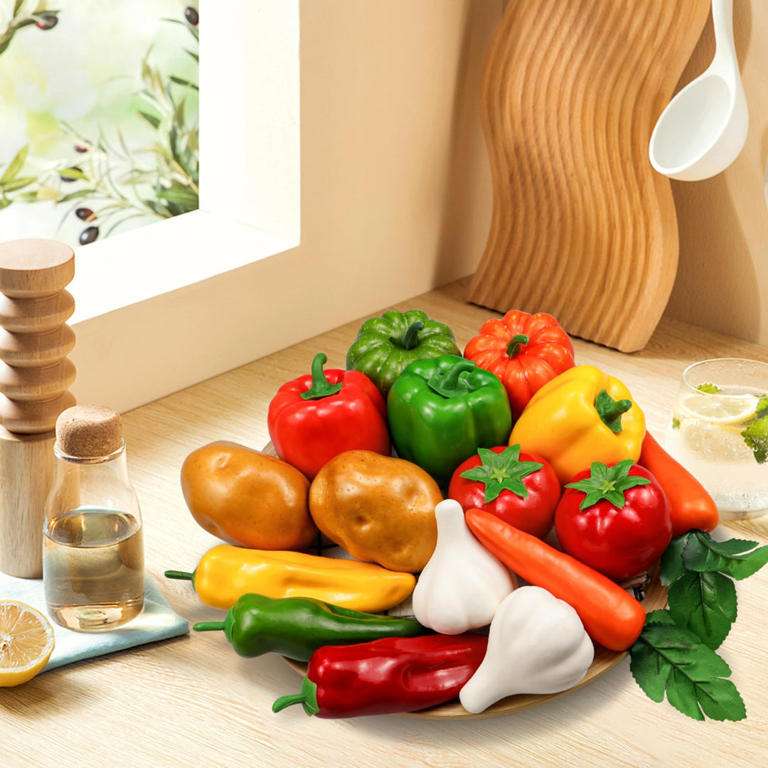 16 Pieces/Set Artificial Vegetables Simulation Vegetables Decoration Kitchen Home Decor Realistic Fake Vegetables Decor Set Photo Props