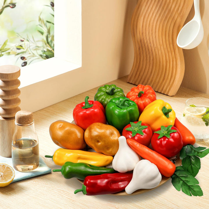 16 Pieces/Set Artificial Vegetables Simulation Vegetables Decoration Kitchen Home Decor Realistic Fake Vegetables Decor Set Photo Props