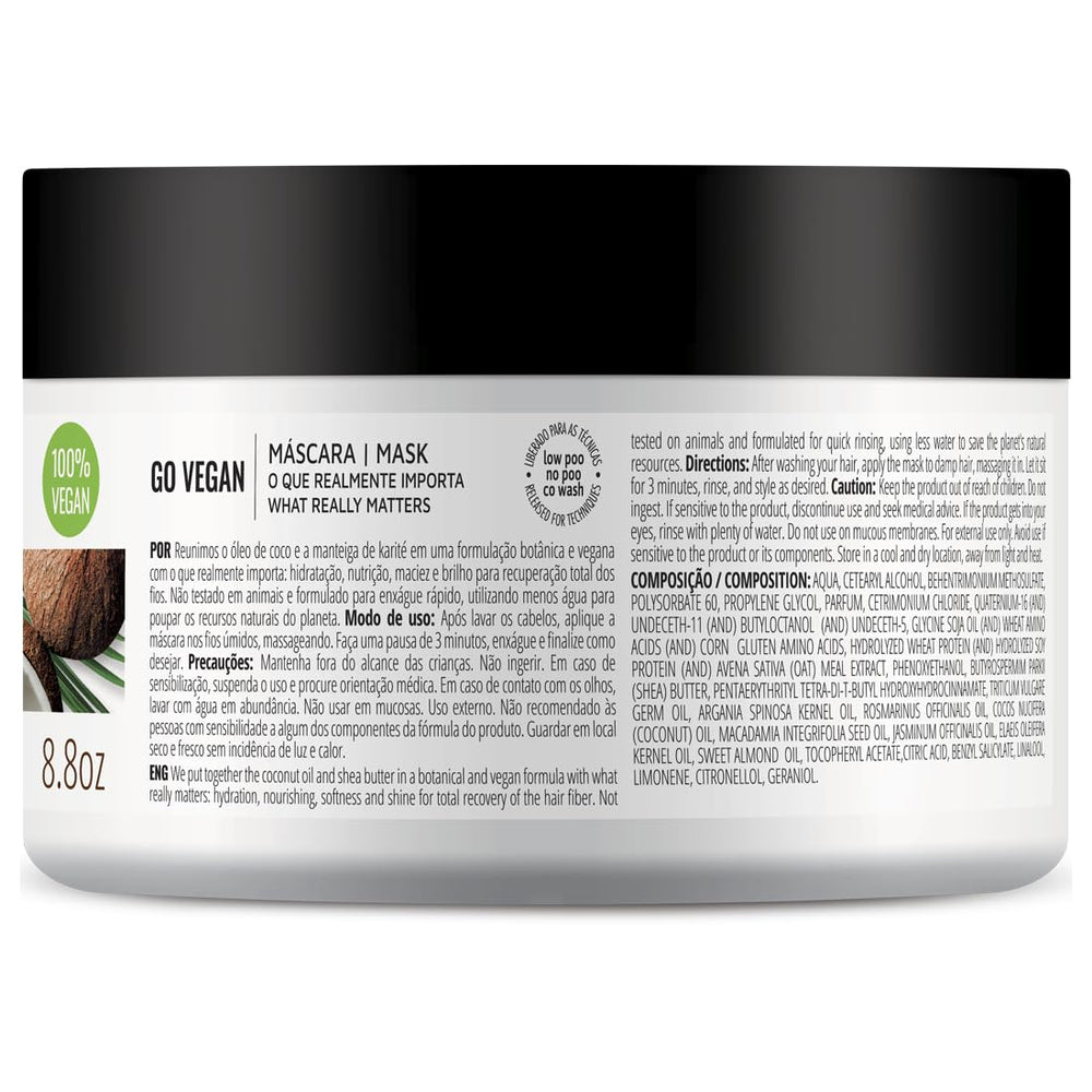 – Go Vegan Hydration and Nutrition Hair Mask, Damaged Hair, Curly Hair Care, Vegan Hair Product, Silicone and Paraben Free, Cruelty Free Haircare for Men and Women (8.8 oz.)