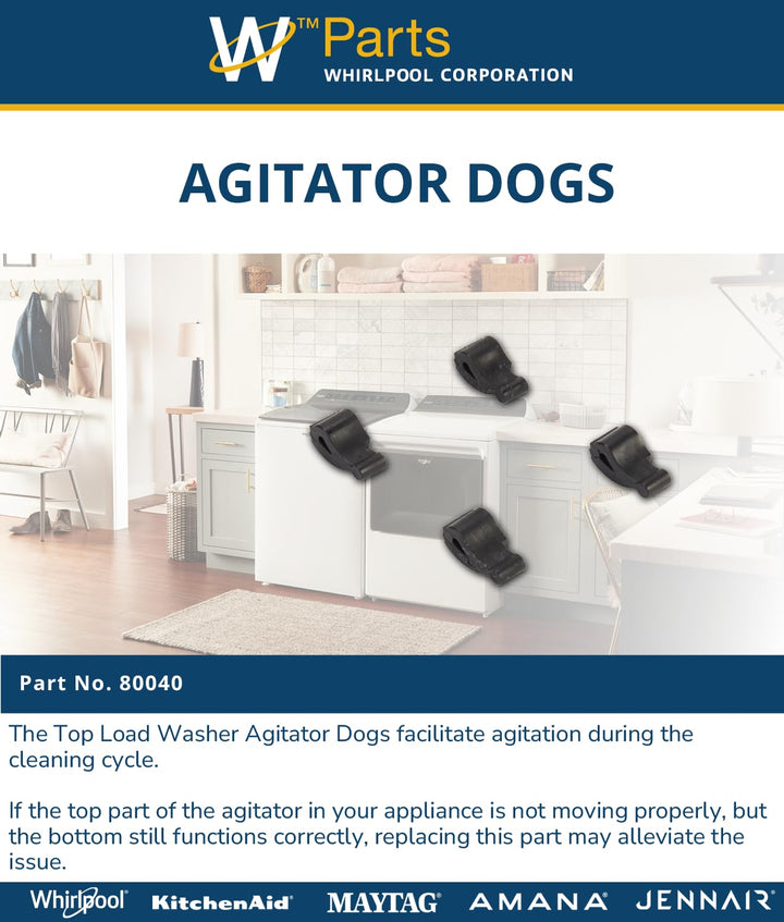 Whirlpool 80040 Agitator, 4 Pack, Multicolor