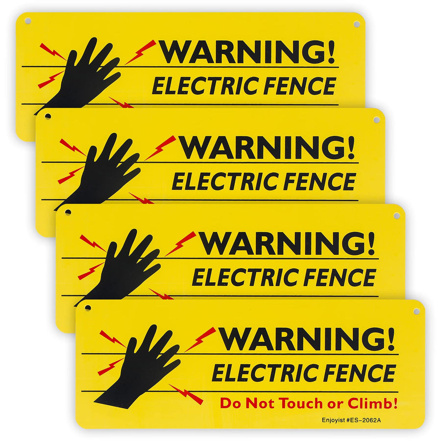 4-Pack Warning Electric Fence Safe Sign, 10x 3.5 Plastic Sign