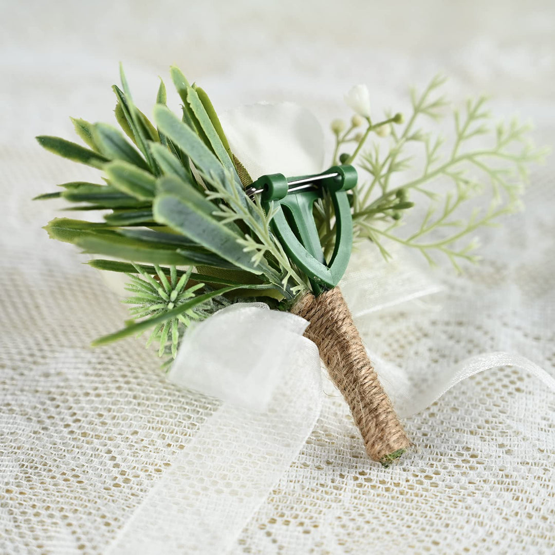 Corsage and Boutonniere Set White Wedding Flowers Corsa