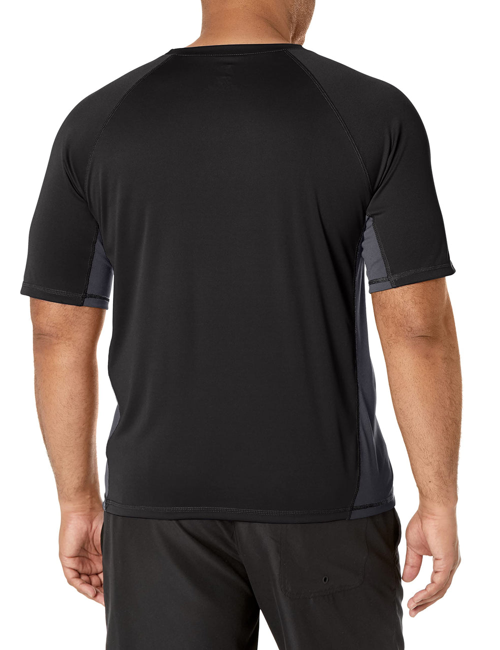 Men's Short Sleeve UPF 50 Swim Rash Guard Sun Shirt (Regular & Extended Sizes), Black/Charcoal, 5X