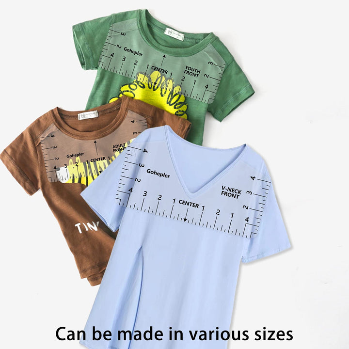 T-Shirt Alignment Ruler Guide Tool 8 Pack T-Shirt Rulers Transparent V-NeckRound T Ruler for Adults Youth Toddler Infant, Front and Back Measurement