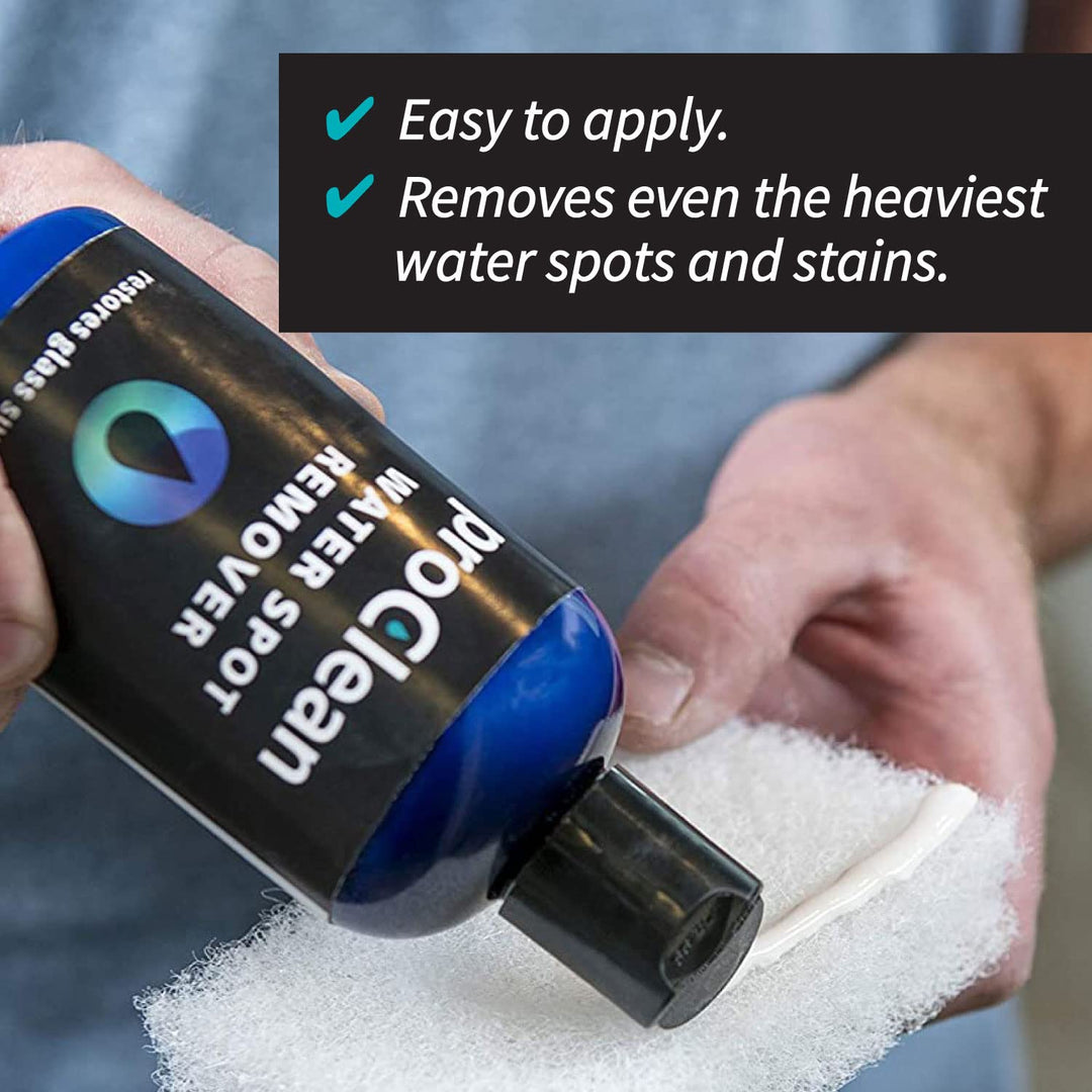 ProClean Hard Water Spot Remover Kit for Water Spots on Glass, Metal &amp; More - Includes Applicator Pad - Water Stain Remover for Glass, Shower Door Cleaner &amp; Car Window