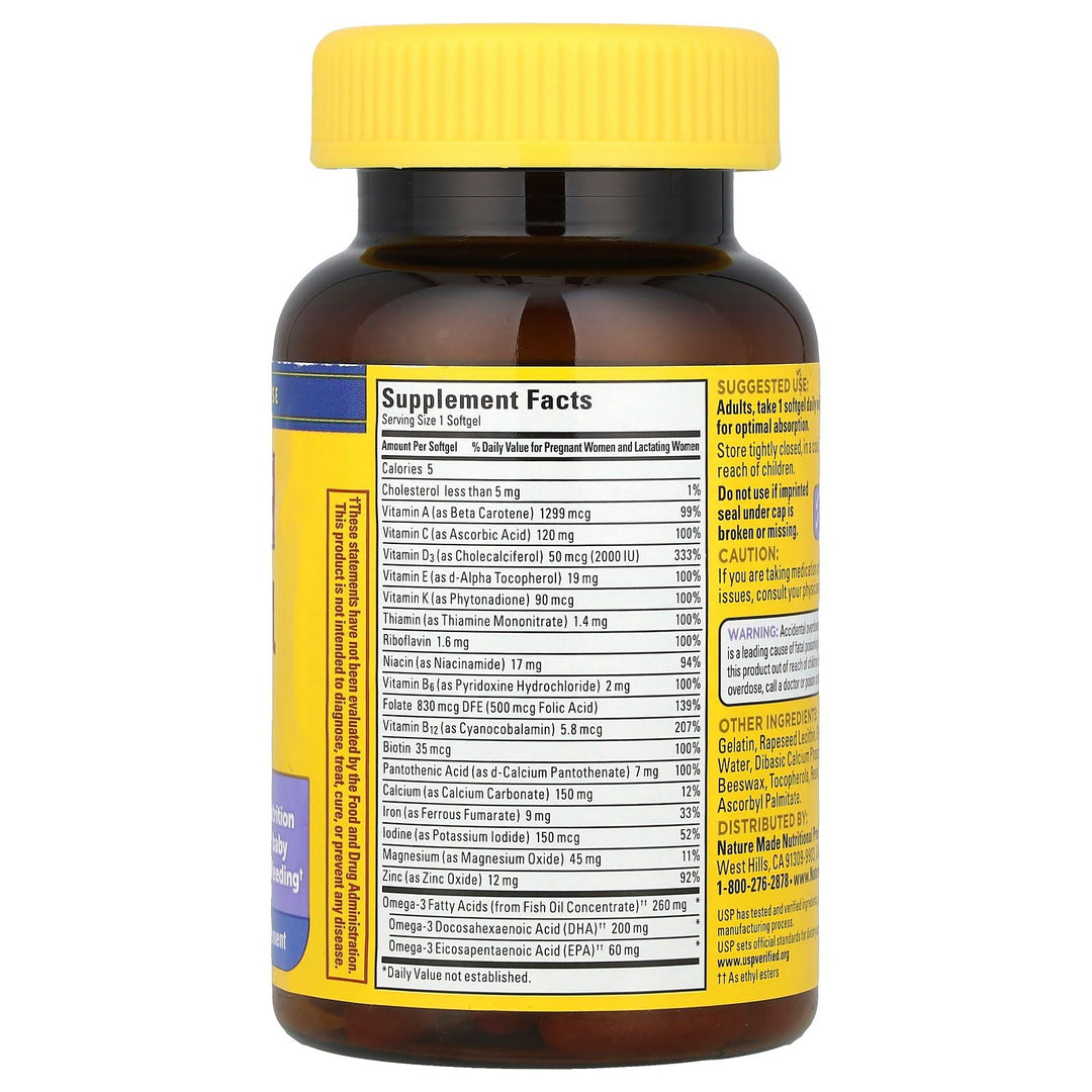 Postnatal Multivitamin + DHA 200 mg, 60 Softgels, to Support Nursing Moms &amp; Babies During Breastfeeding, Postnatal Vitamins &amp; Nutrients Include Iron, Vitamin D3, Calcium, Iodine