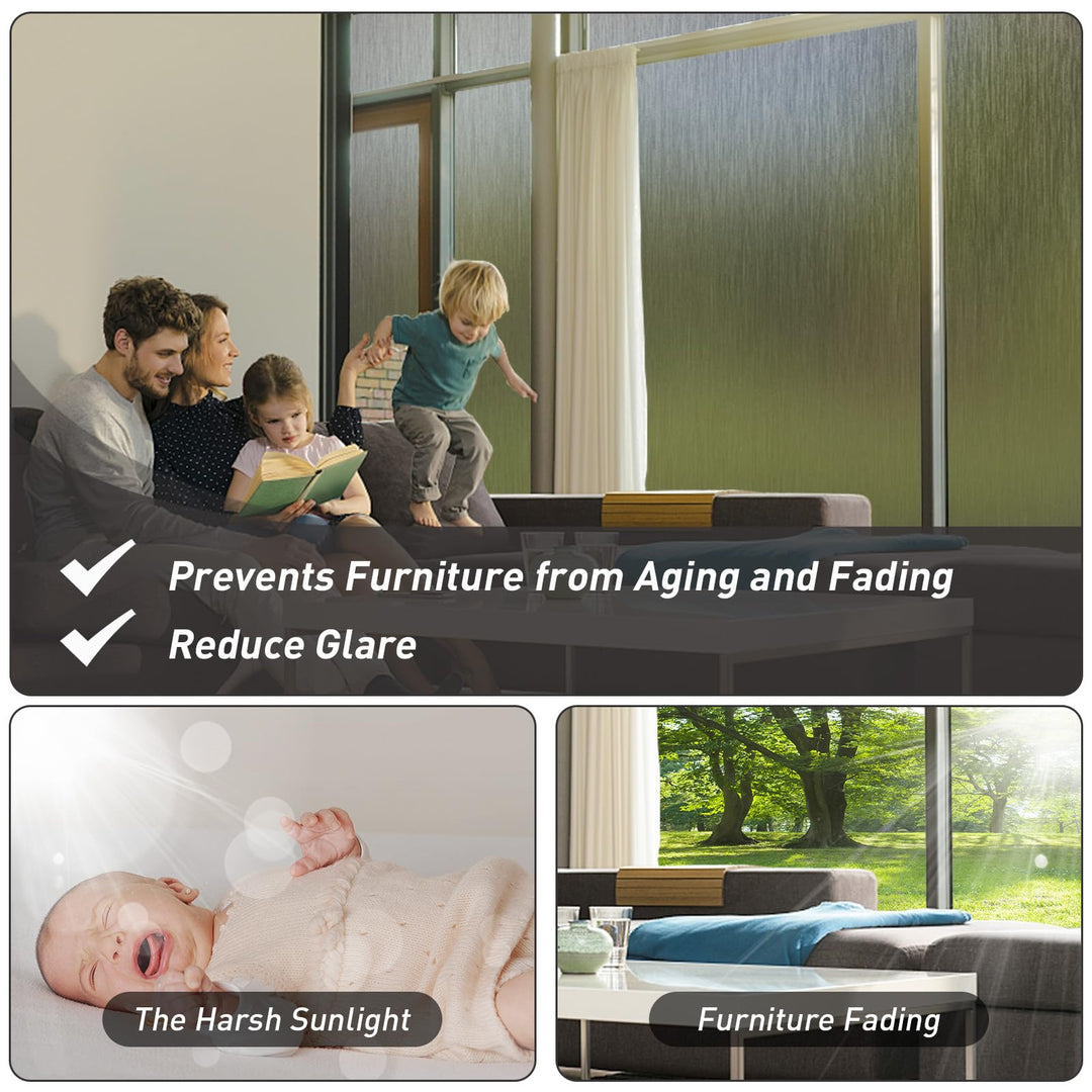 Coavas Window Privacy Film Static Cling, Frosted Glass 