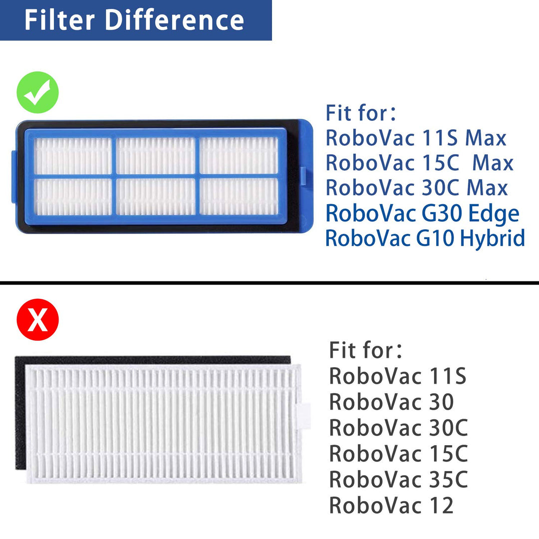 Replacement Part for Eufy RoboVac 11S Max RoboVac 15C Max RoboVac 30C Max RoboVac G30 Edge G10 Hybrid Robot Vacuum Cleaner Accessories Kit, Including 1 Main brush, 8 Side brushes, 4 Filters