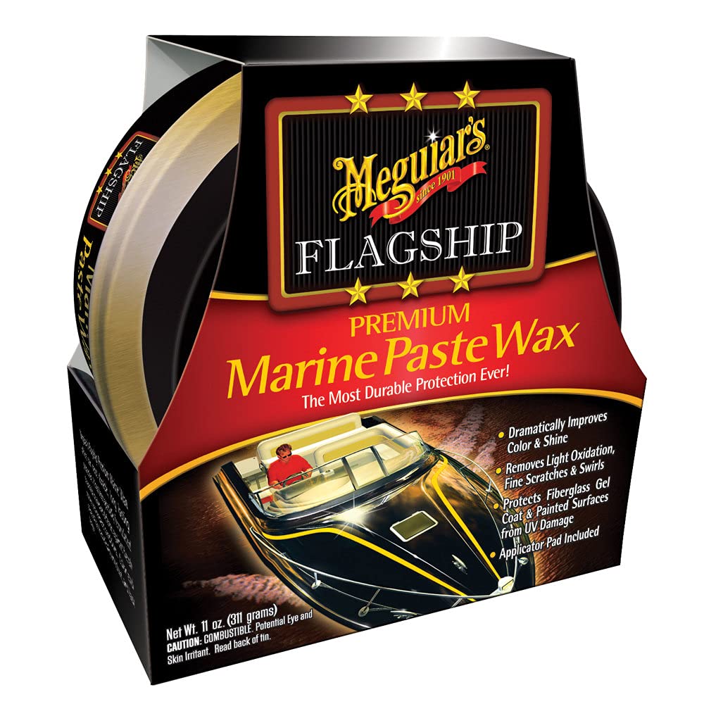 Meguiar&#39;s Flagship Premium Marine Paste Wax M6311 - Synthetic RV and Boat Wax - Durable Fiberglass and Gel Coat Protection for a Long-Lasting Shine - Professional-Grade Wax with UV Protection, 11 Oz