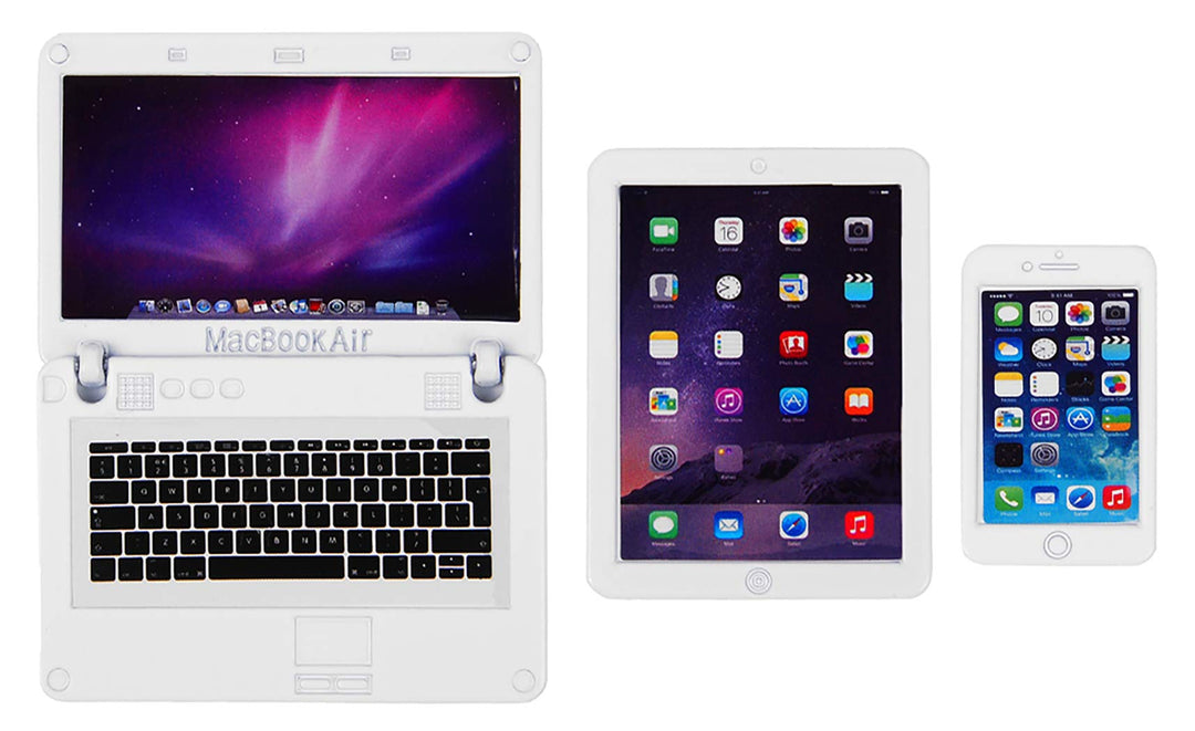 3 PCS Dollhouse Mini Metal Laptop Tablet Cell Phone for 1/6 1/12 Miniatures Play Set