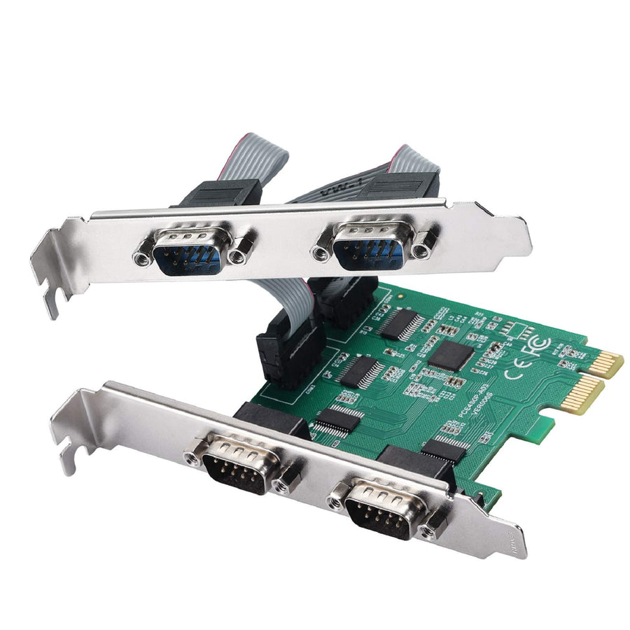 PCI-Express PCIe Expansion Card - 1X Serial COM interfaces - COM Port RS232 Interface - Adapter Converter Card, RS-232 Module with 4 Connections, 18-pin
