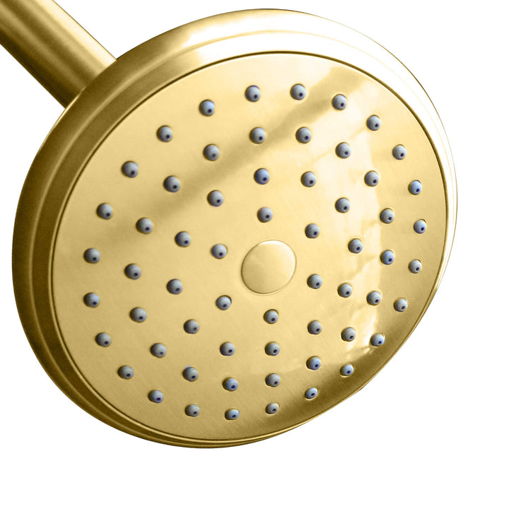 - Elevate Your Shower with Ultra High Pressure 4-Inch Shower Head: Single Setting, Powerful Jets, Polished Brass - ImperialShine Gold Finish Showerhead for MAXX Comfort