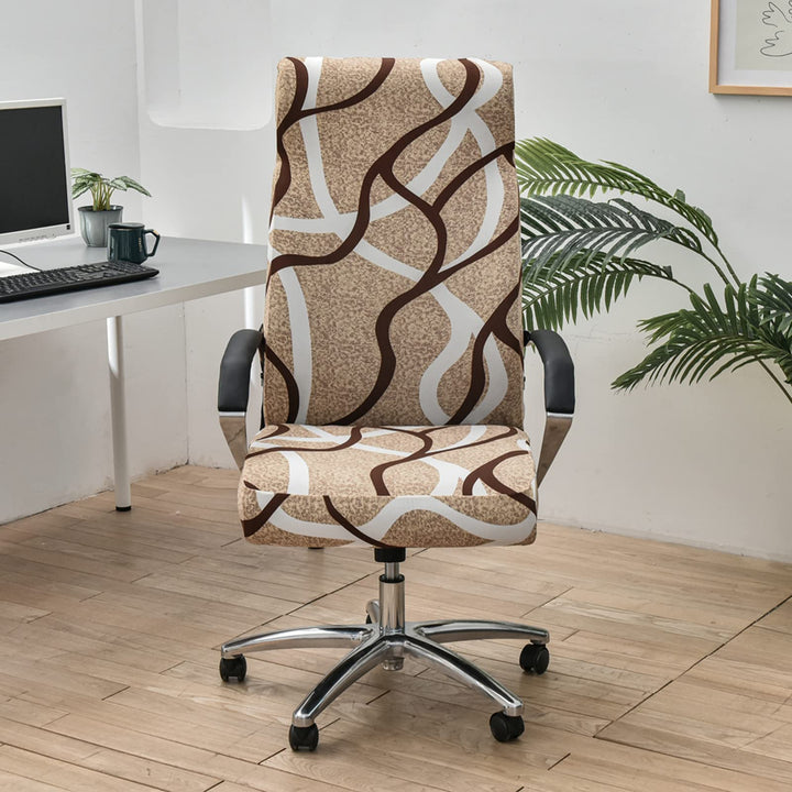 Stretch Office Chair Cover with Zipper Printed Computer