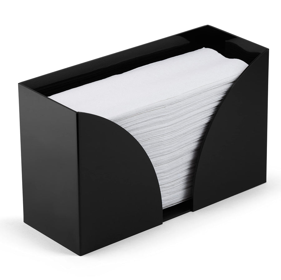 Acrylic Countertop Paper Towel Holder Dispenser – Black Acrylic Storage Holder for Kitchen & Bathroom | Hand Towel Napkins Tissue | Bathroom Napkin Dispenser, C Fold Trifold, Multi-fold
