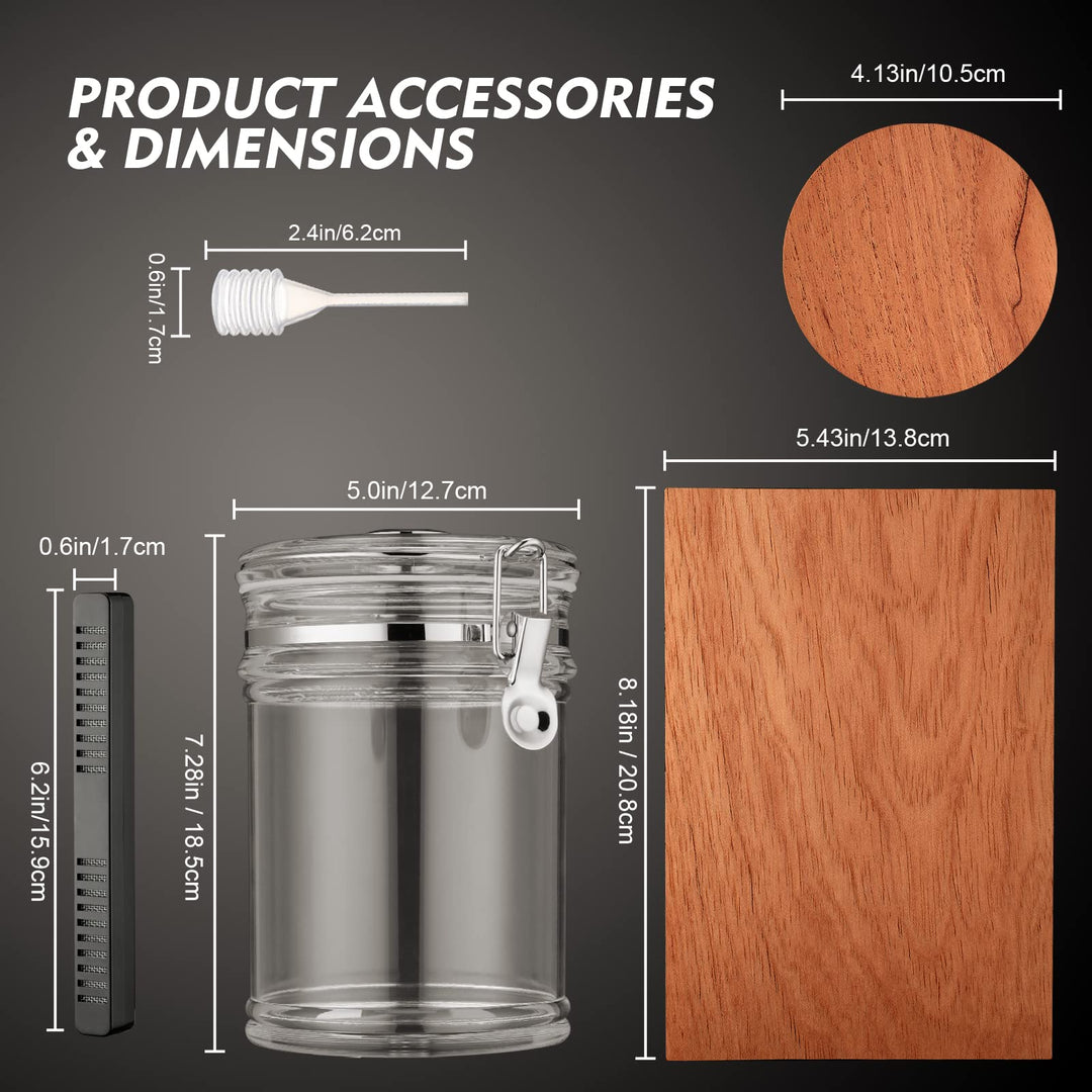 Acrylic Humidor Jar with Humidifier and Hygrometer,humidor That can Hold About 18 Cigars (Clear)
