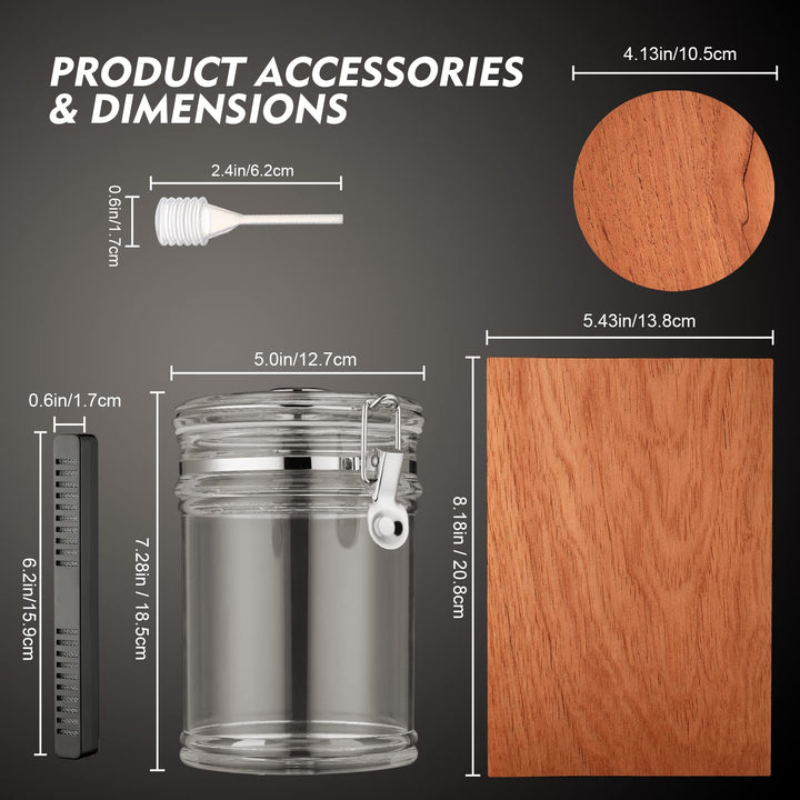 Acrylic Humidor Jar with Humidifier and Hygrometer,humidor That can Hold About 18 Cigars (Clear)