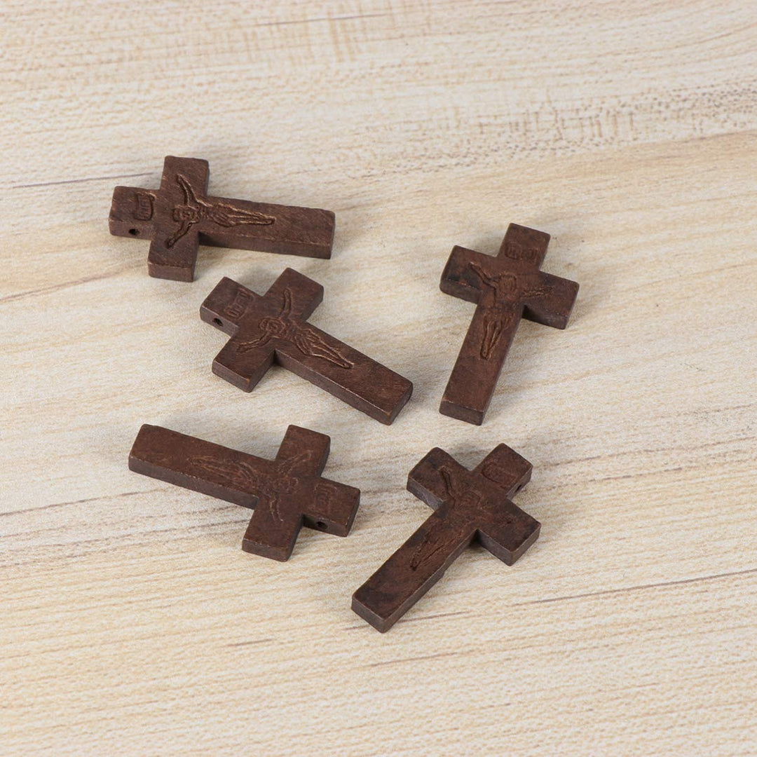 BESPORTBLE 70pcs Wooden Cross Wood Cross Pendant DIY Cr