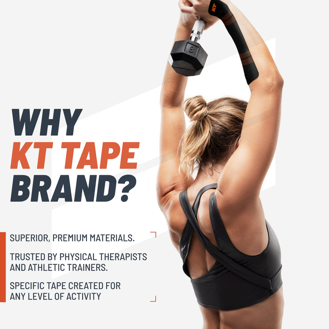 , Pro Synthetic Kinesiology Athletic Tape, 20 Count, 10” Precut Strips, Stealth Beige