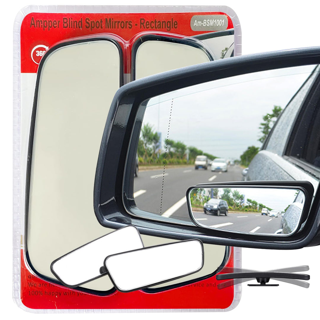 Ampper Rectangle Blind Spot Mirror, HD Glass ABS Housin
