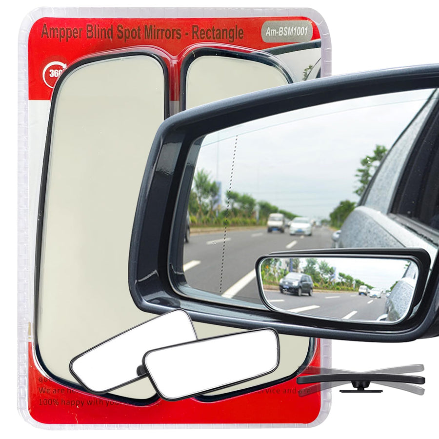 Ampper Rectangle Blind Spot Mirror, HD Glass ABS Housin
