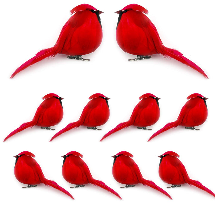 8 PCS Artificial Red Cardinal Birds with Clip-5.5 x 3 Inch Christmas Big Belly Cardinal Birds Clip for Christmas Tree Ornament Decorations, Arts and Crafts