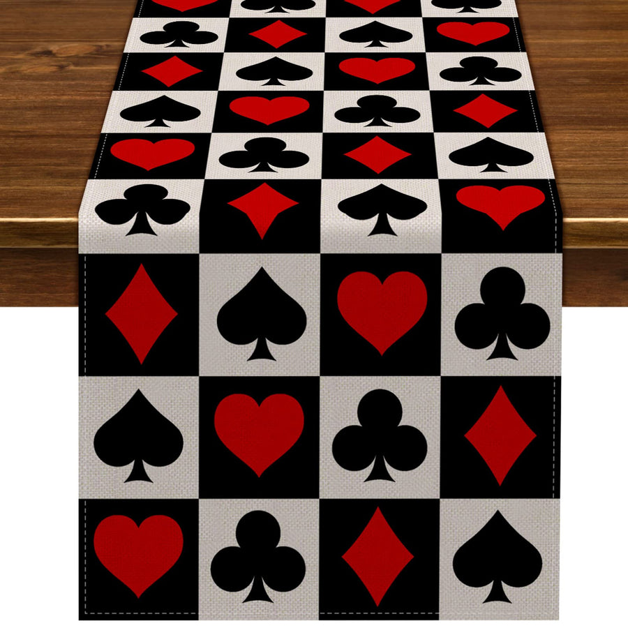 Nepnuser Linen Casino Table Runner Las Vegas Party Deco