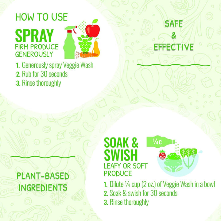 Veggie Wash Organic Fruit and Vegetable Wash Soaker, 32