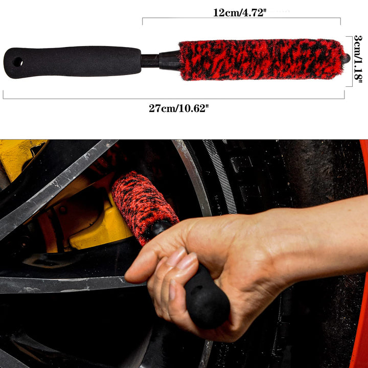 Metal-Free Wheel Brushes(3 Pack), Wheel Brush, Soft, Dense Fibers Clean Car Rim Wheels Safely…