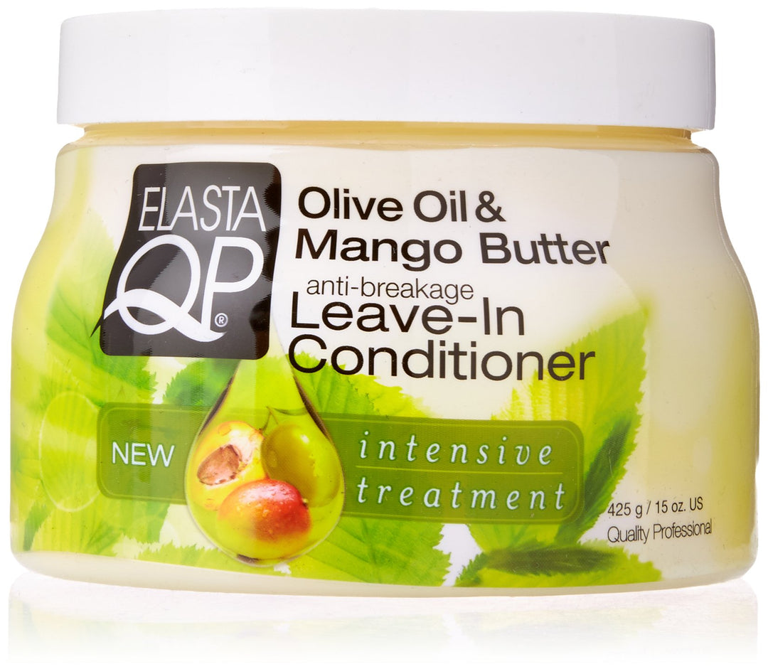 Elasta QP Olive oil &amp; Mango Butter Leave-In Conditioner 15 oz (SEALED JAR WITH PLASTIC TUBE)