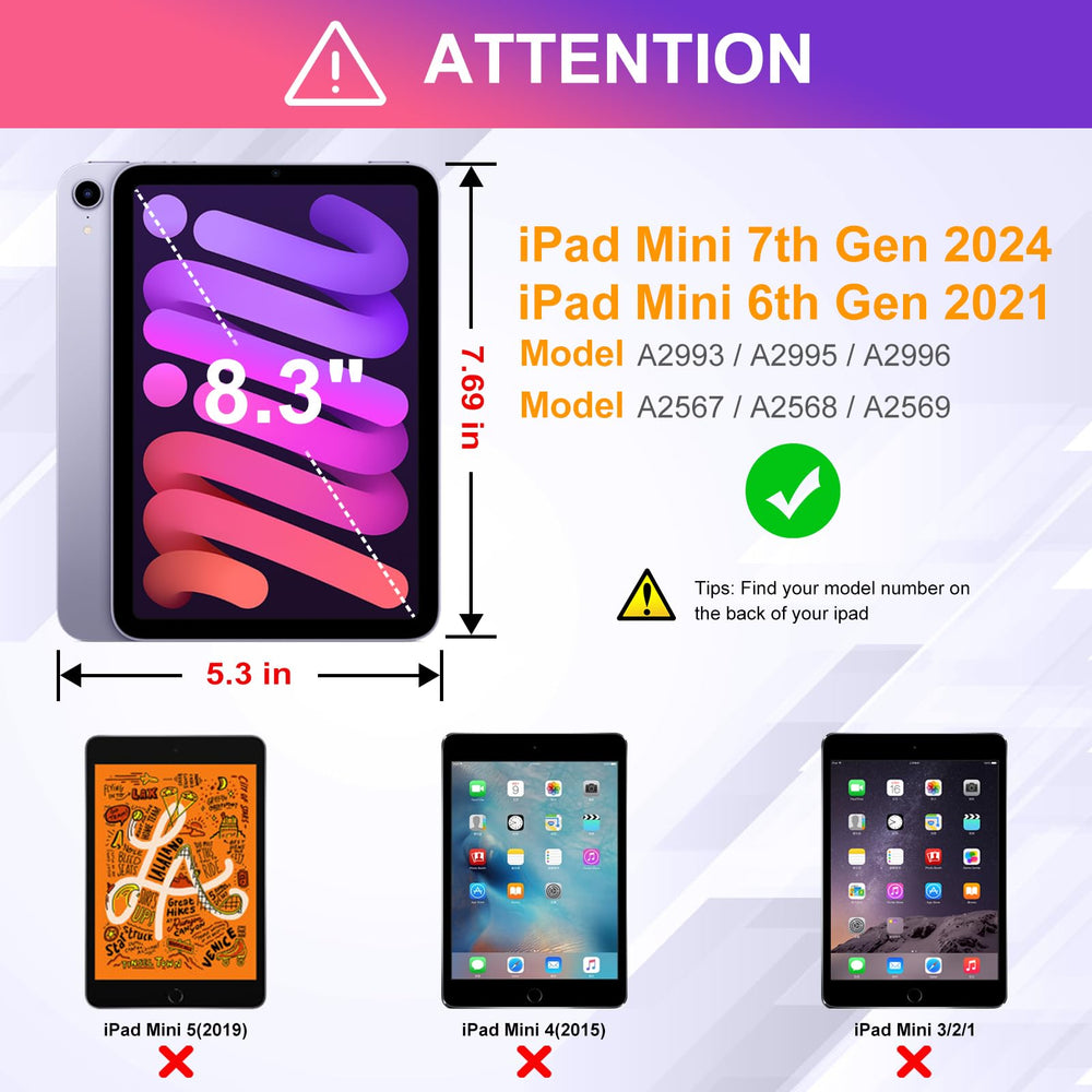 for iPad Mini 7th/6th Generation Case 8.3 Inch 2024/2021, Premium Leather Business Folio Stand Cover for iPad Mini 7 (A17 Pro) / Mini 6 with Pencil Holder-Multiple Viewing Angles, Brown