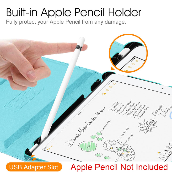 Rotating Case for iPad 9th Generation (2021) / 8th Generation (2020) / 7th Gen (2019) 10.2 Inch - 360 Degree Rotating Stand Cover with Pencil Holder, Auto Wake Sleep, Emerald Marble
